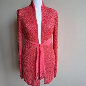 New VDP Italian Women's Coral Color Sweater with Swarovski Crystals Size 42 / S